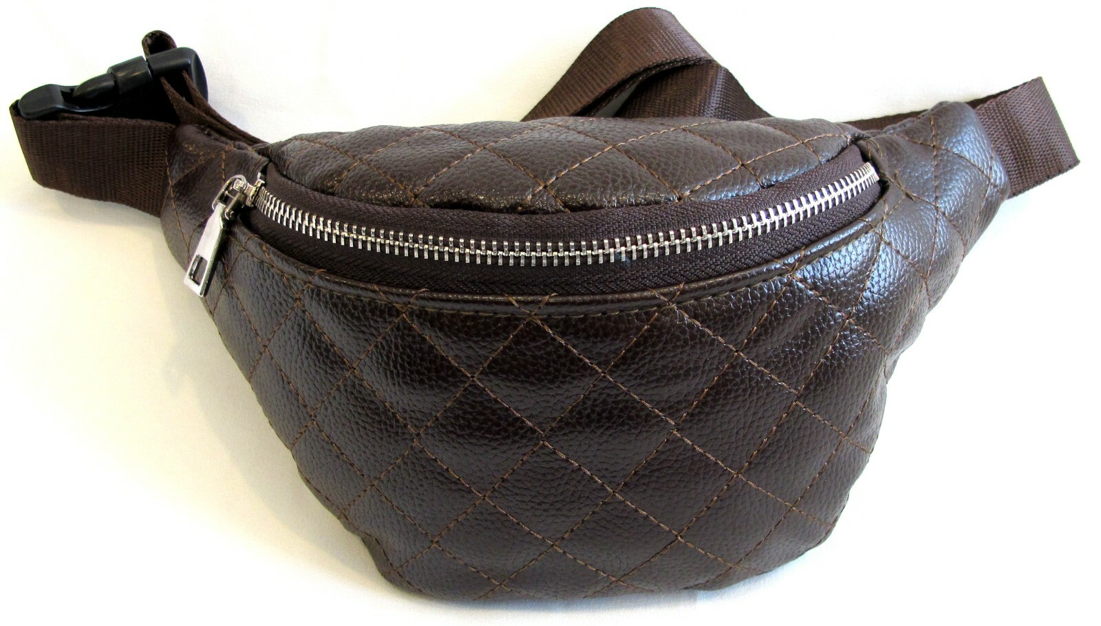 Quilted Pattern Soft Faux Leather Fanny Pack Waist Bag One Zipper Pocket 5 Color
