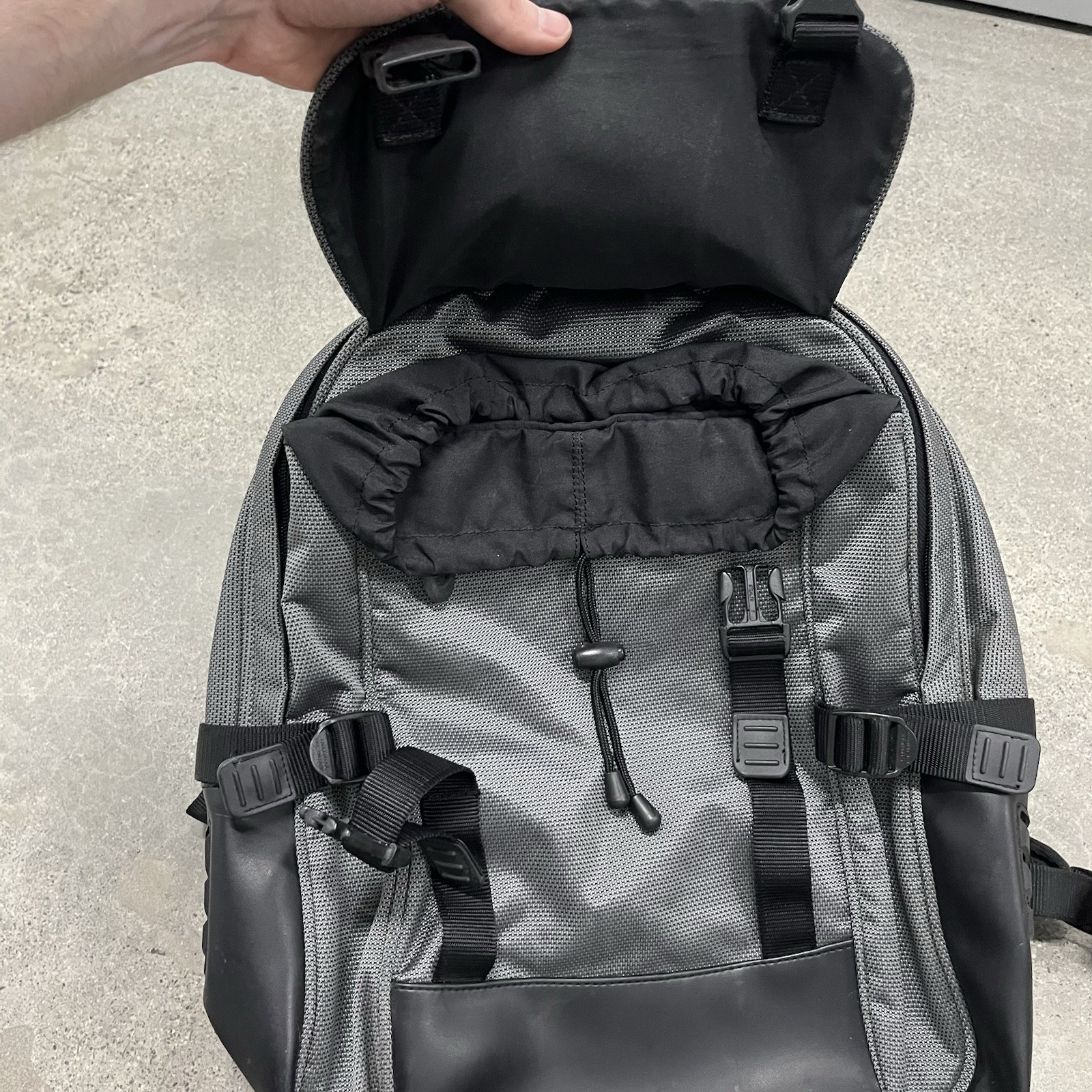 Tumi T2 Gray Black Ballistic Nylon Backpack Multi Compartment