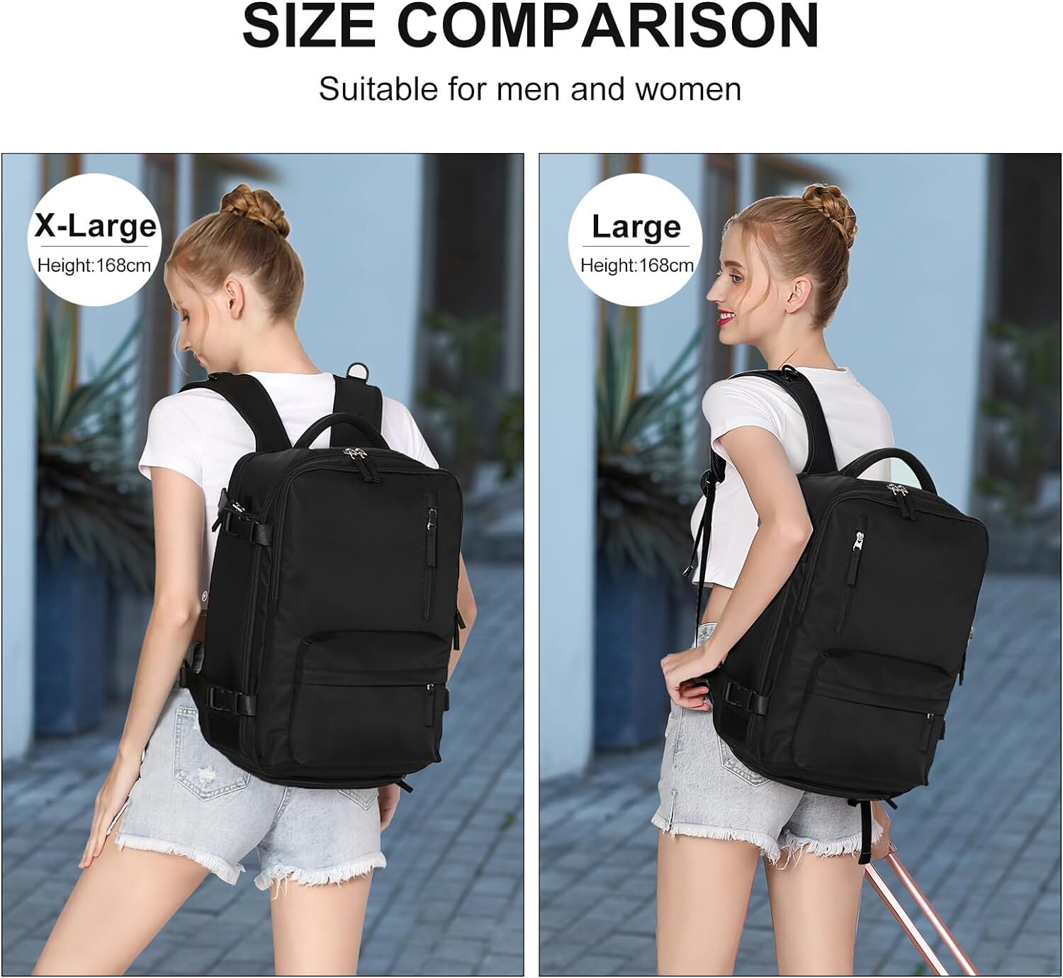 WONHOX Large Travel Backpack Carry on Flight Approved Laptop Large, A1-black