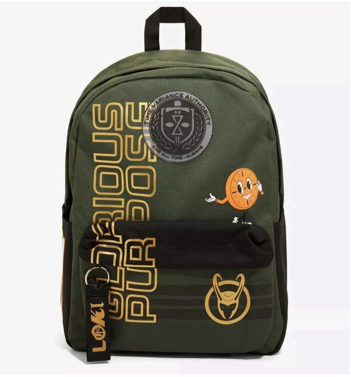 NWT Marvel Loki Glorious Purpose Backpack Bag Green 12.5” x 5.5” x 16.5″