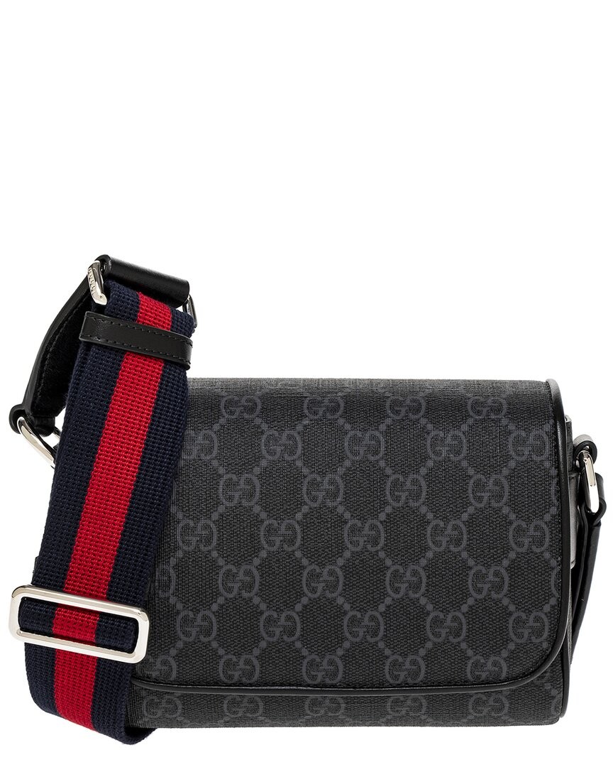 Gucci Gg Super Mini Gg Supreme Canvas & Leather Crossbody Men’s Black Os