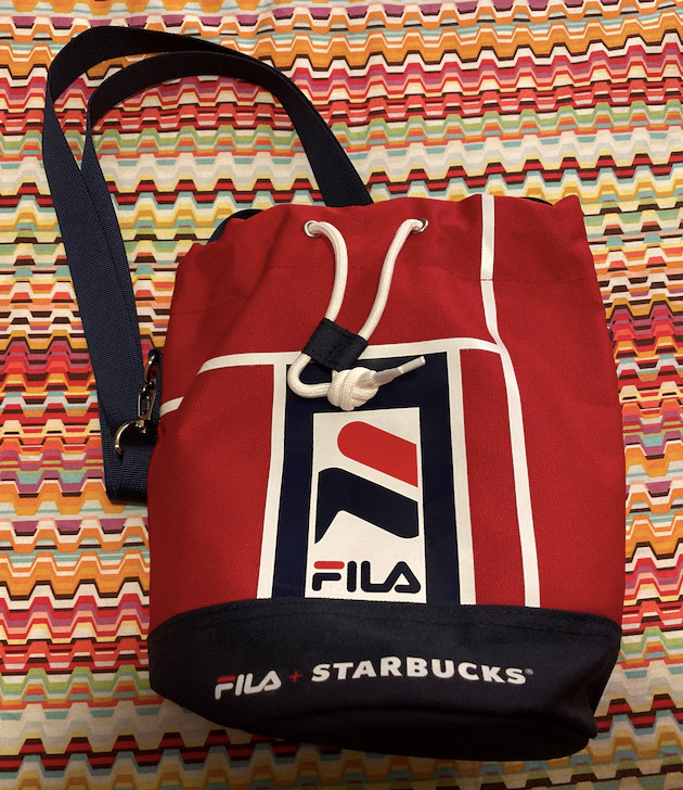 BRAND NEW! 2021 FILA x Starbucks drawstring bucket bag with strap! RED US SELLER