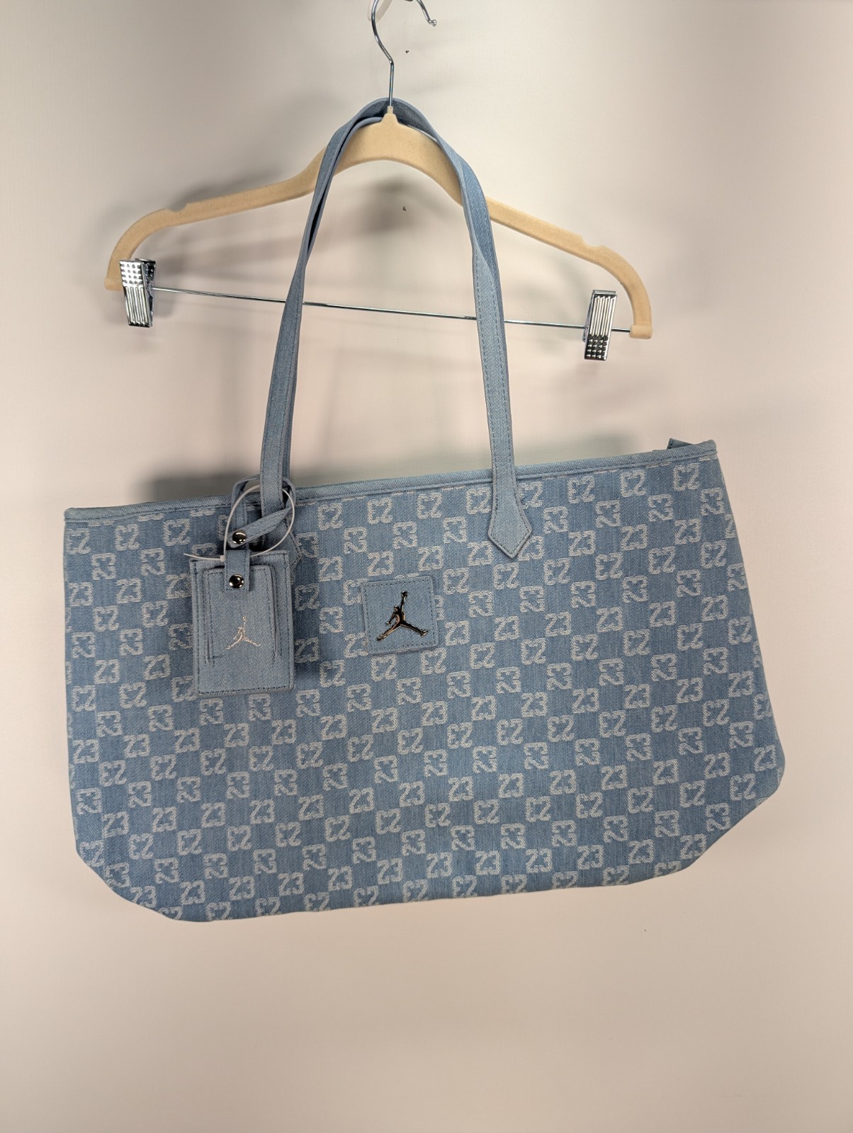 Air Jordan Monogram Blue Wave Denim Tote Bag Laptop Pouch Purse New Without Tags