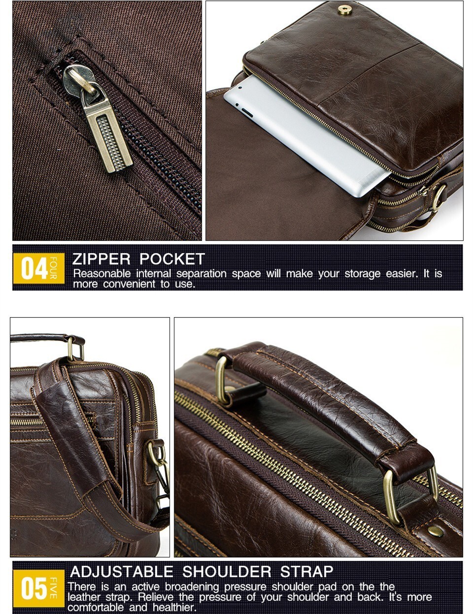 Men Leather Shoulder Bag Messenger Bag Handbag Strap Satchel Fashion