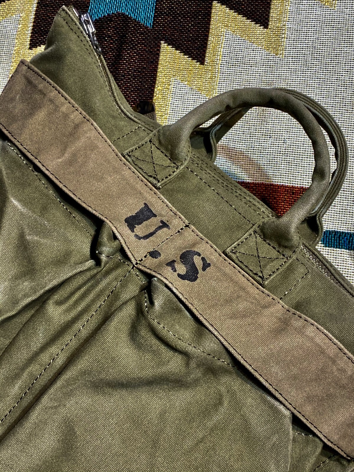 Waxed Canvas & Cowhide Handbag Backpack Unisex Retro Bomber Helmet Bag