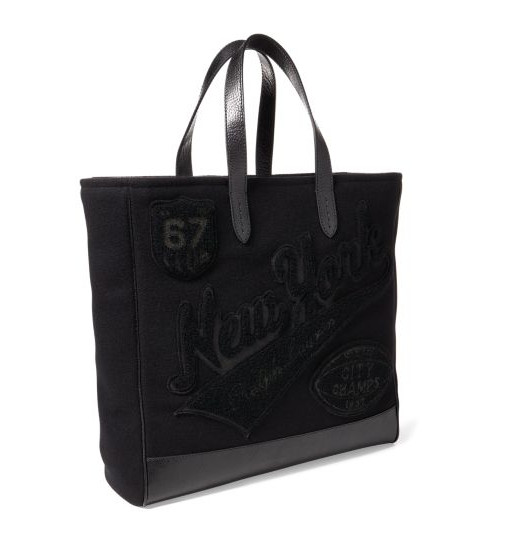 Ralph Lauren Purple Label Wool Leather Patchwork Varsity Pique Tote Bag New $995