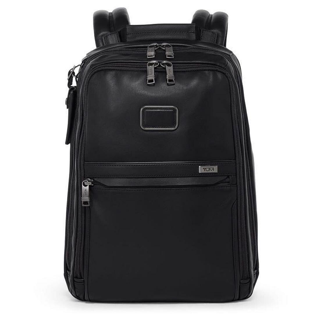 Tumi Alpha 3 Backpack Slim Leather Black Business Bag Padded PC Pocket Outletn