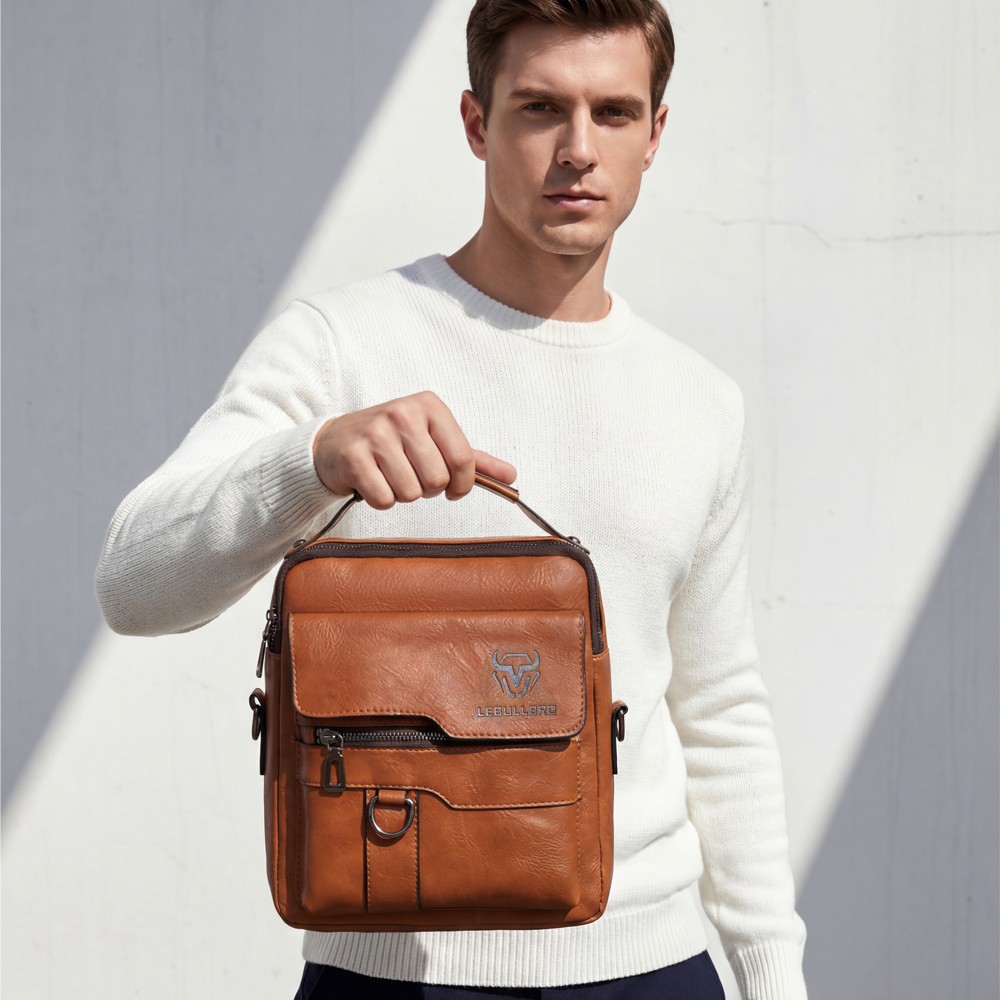 Men’s Handbag Business Shoulder Bag Leather Briefcase Crossbody Casual Fashion