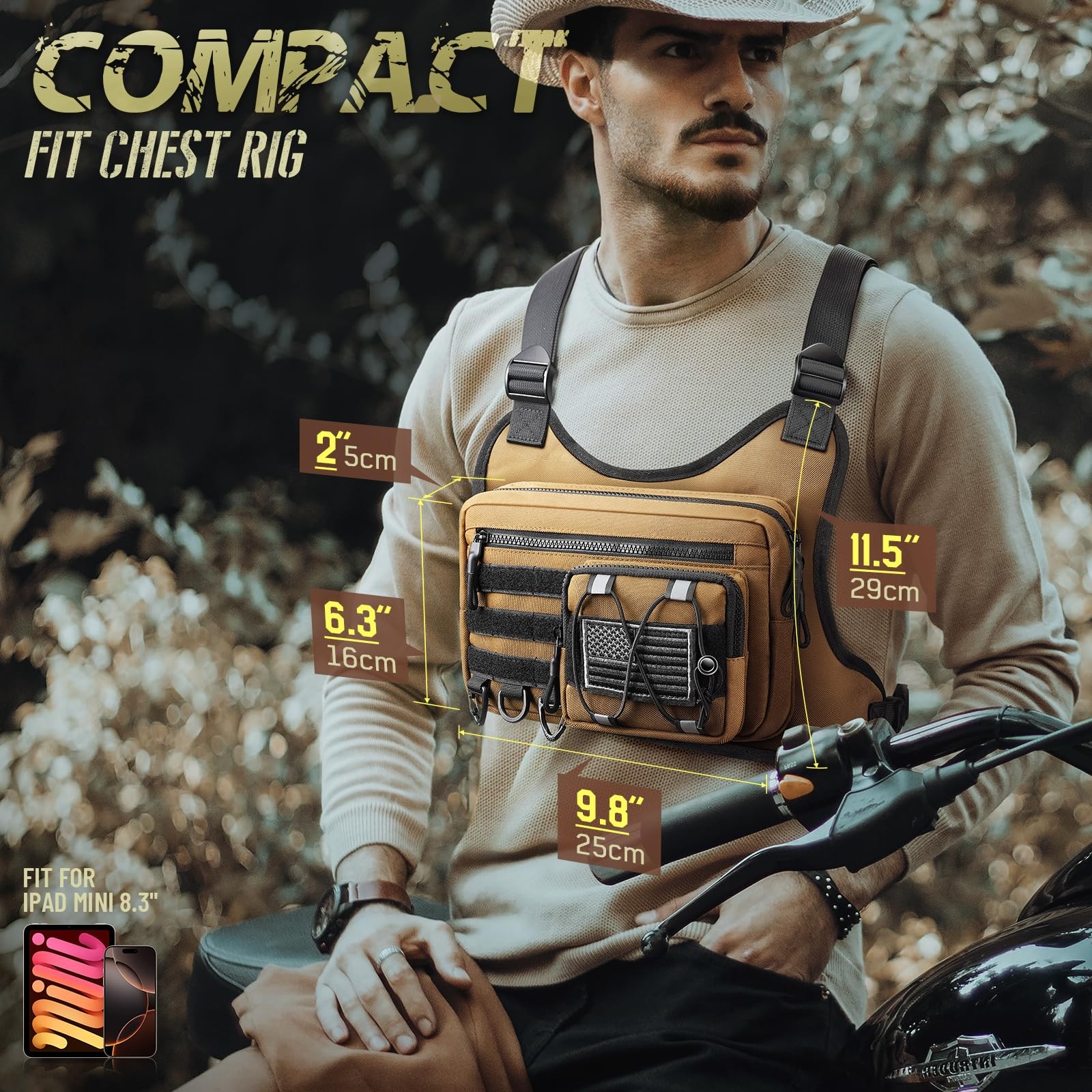 Tactical Chest Rig Bag W Holster Sport Pack for Running Vest for Hiking Cycling