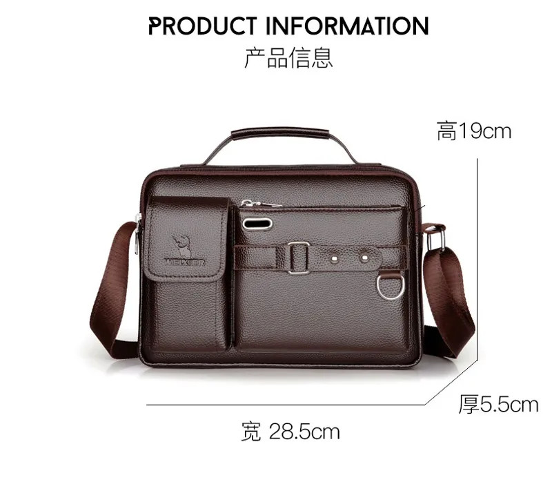 Men Shoulder Bag Pu Leather Business Messenger Bag for Man New