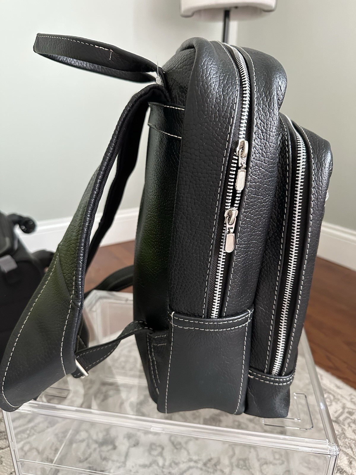 Black Leather Laptop Backpack for Women Men Unisex New with Tag Fashion Unique