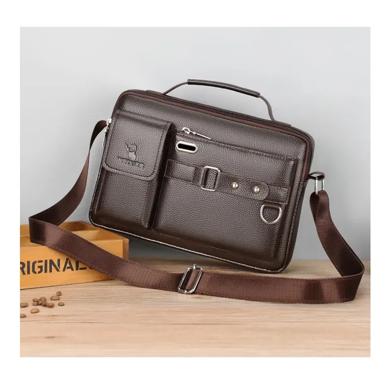Men Shoulder Bag Pu Leather Business Messenger Bag for Man New