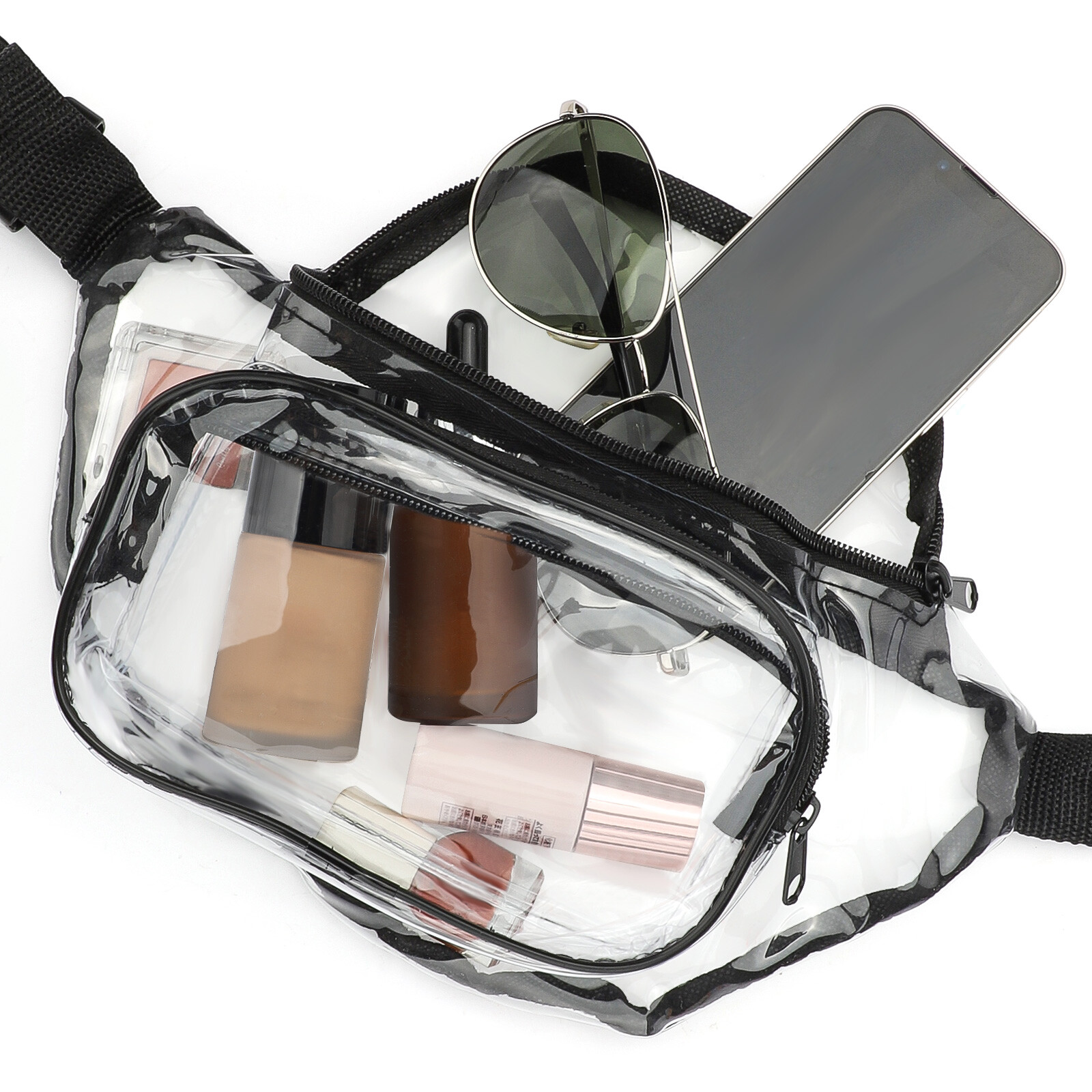 Waterproof Clear Waist Bag Transparent Zip Fanny Pouch Adjustable Strap Outdoor