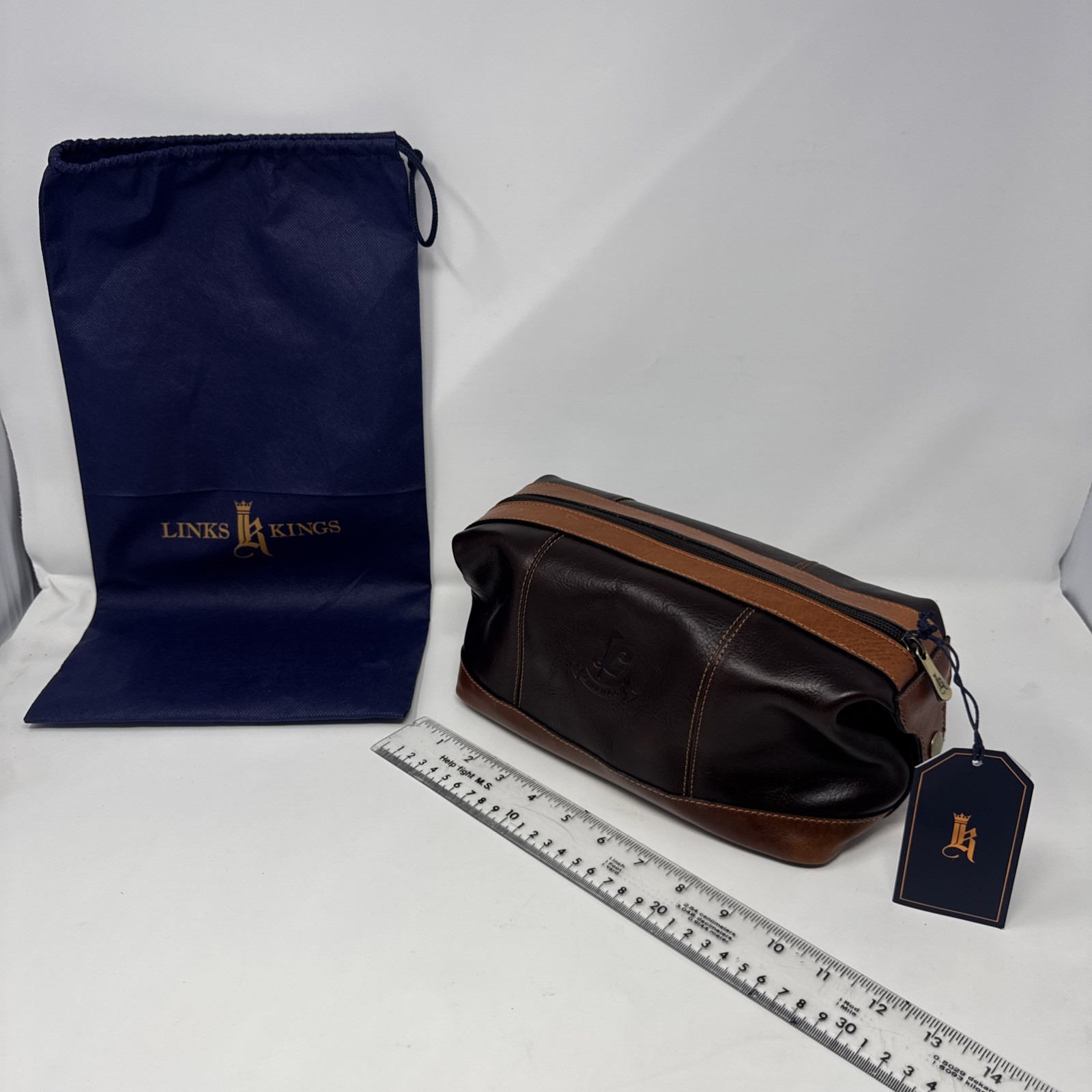 Links & Kings Sundance Travel Kit NWT Brown Premium Leather Some Minor Wear Read