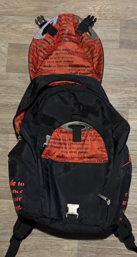 Ferrari Official Black/Red Backpack Graphic Print Zip & Buckle, Pockets