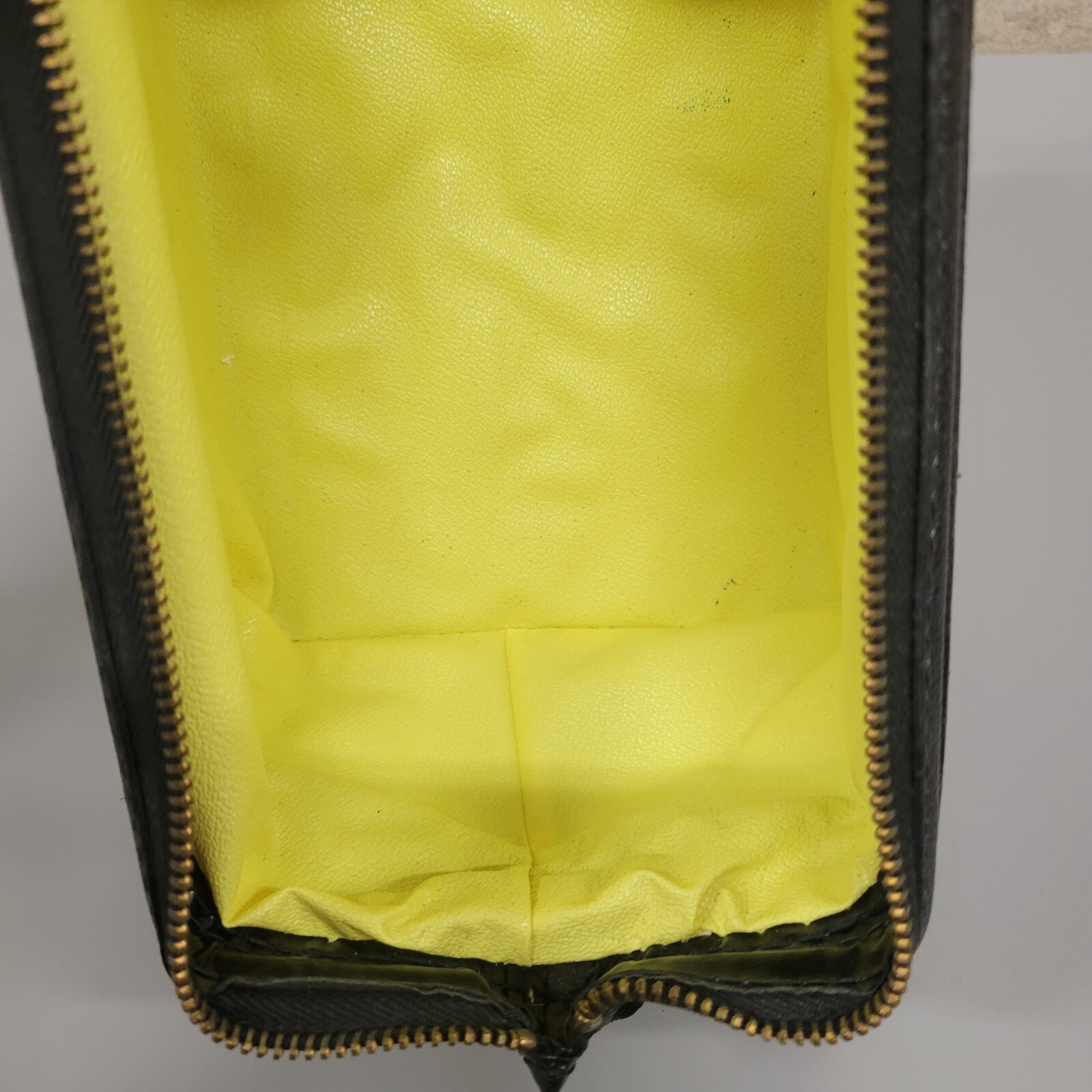 Salvatori Morocco Leather Toiletry Medical Bag Black with Yellow Lining