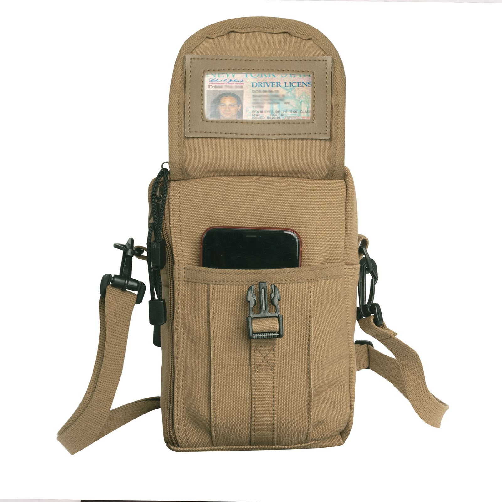Coyote Brown Heavyweight Canvas Passport Travel Pouch Shoulder Bag 9″x7″x4″