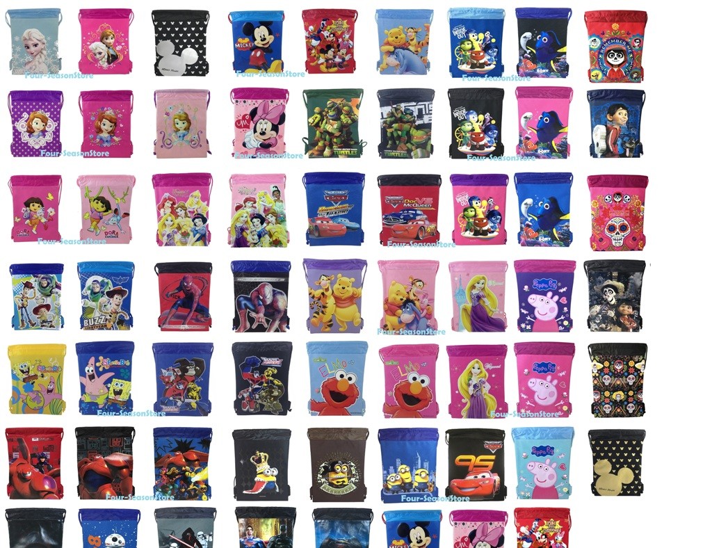 Moana Frozen Coco Sofia Minion Toy Story Ninja Turtle Cars Drawstring Backpack!