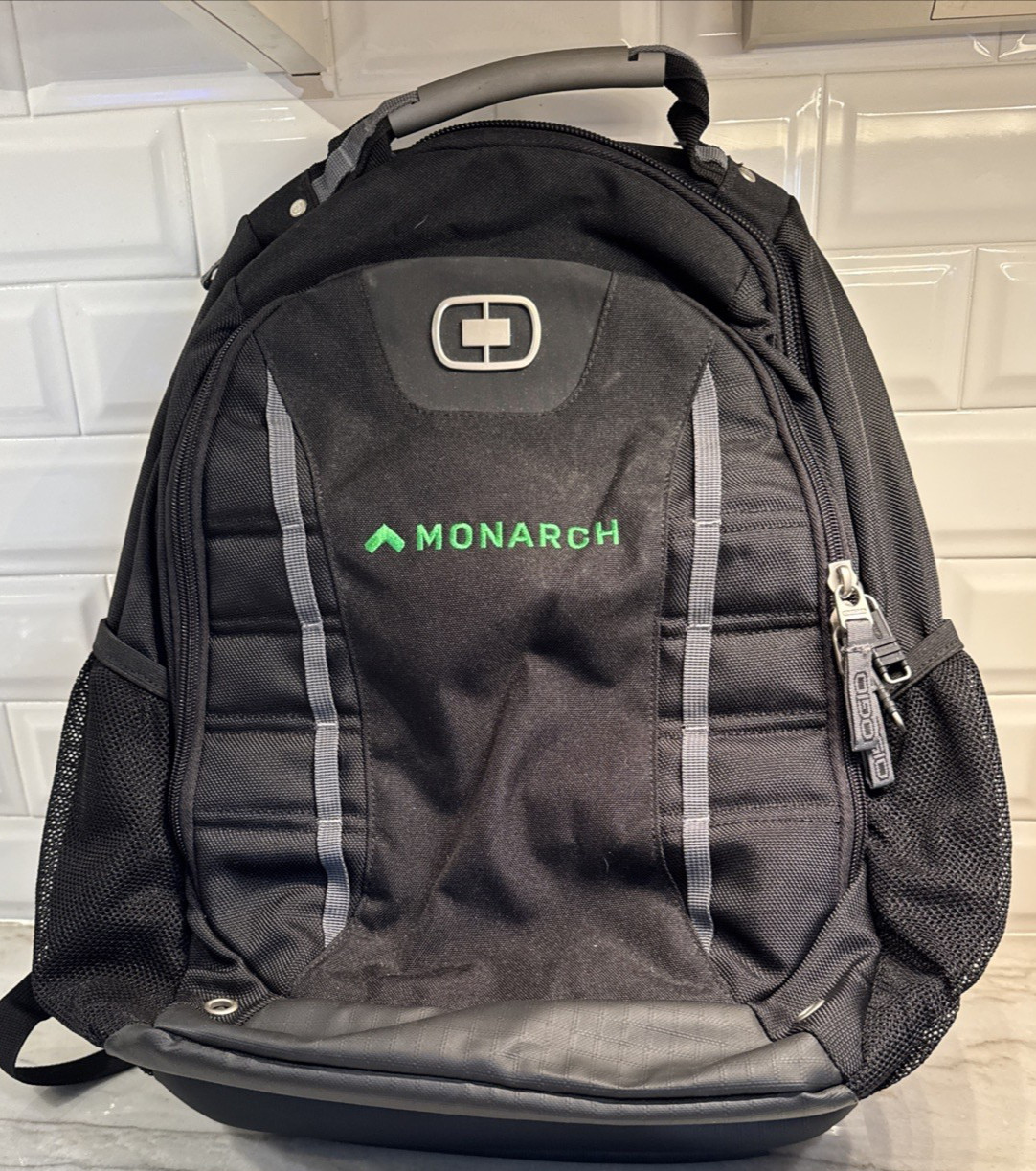 OGIO Axle 17″ Black Airflow Performance Laptop Backpack Embroidered Logo Monarch