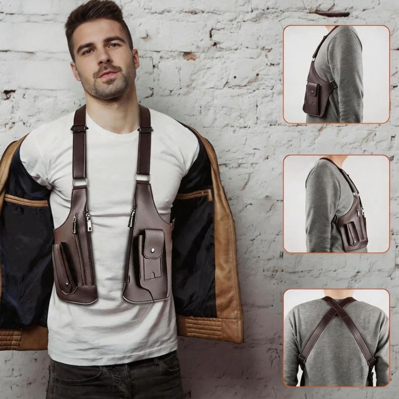 Adjustable Anti-Theft Underarm Shoulder Bag PU Leather Wallet Holster Bag New