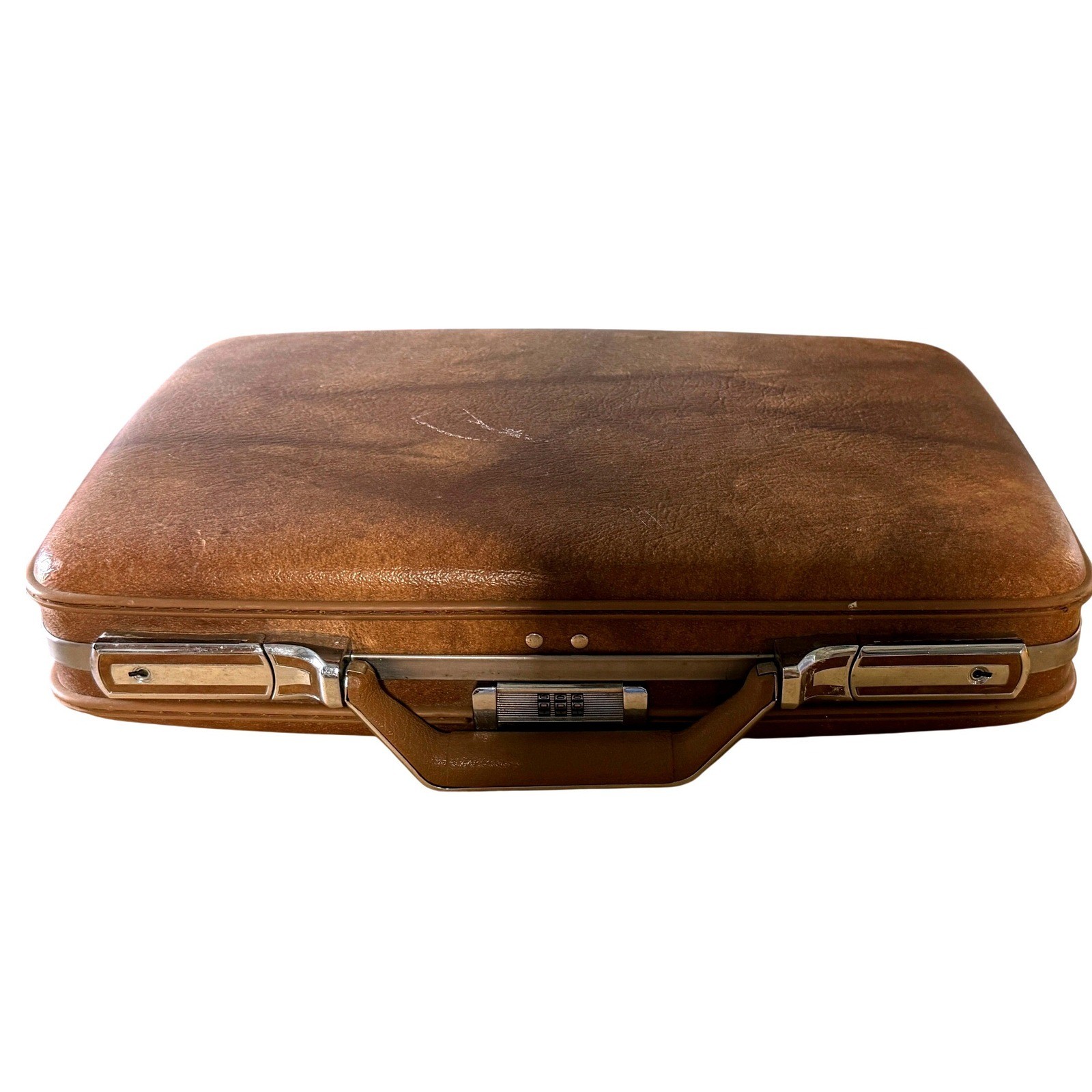 Vintage 60s American Tourister Brown Attache Briefcase Hard Case MCM Mad Men