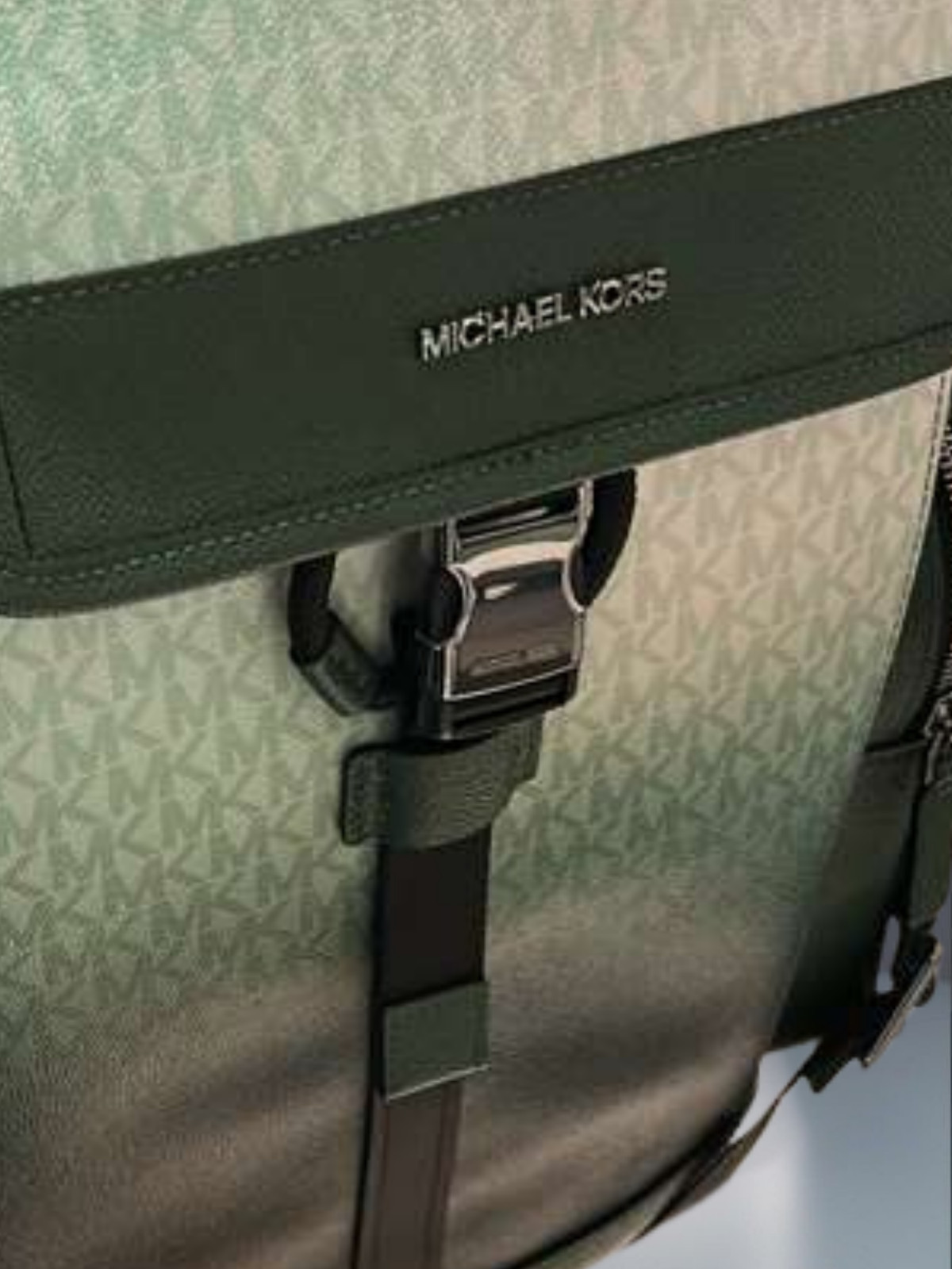 Michael Kors MK Cooper Men Medium Ombré Signature Logo City Backpack Moss Multi