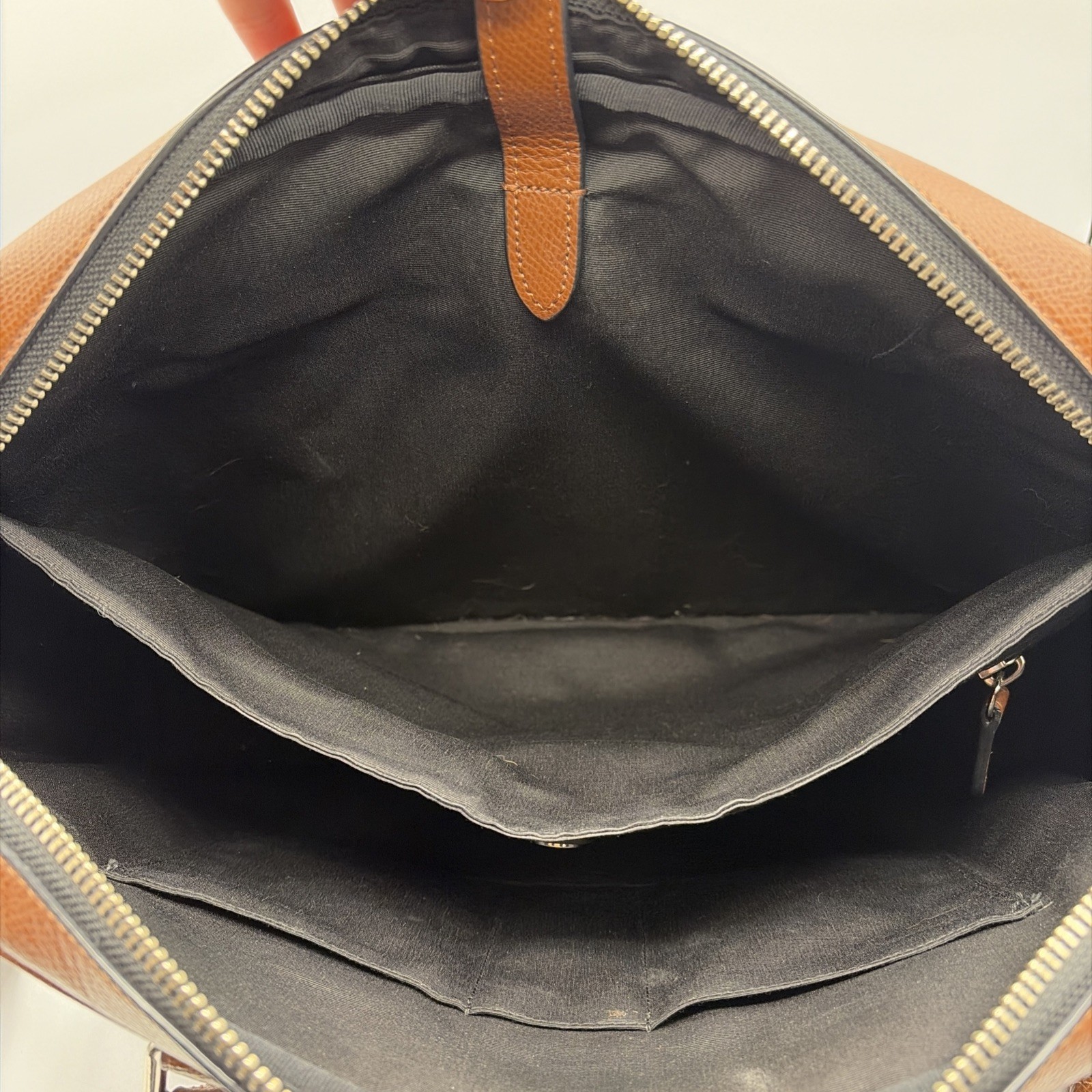 Coach Metropolitan Brown Dark Saddle Slim Briefcase Pebbled Leather Laptop Bag