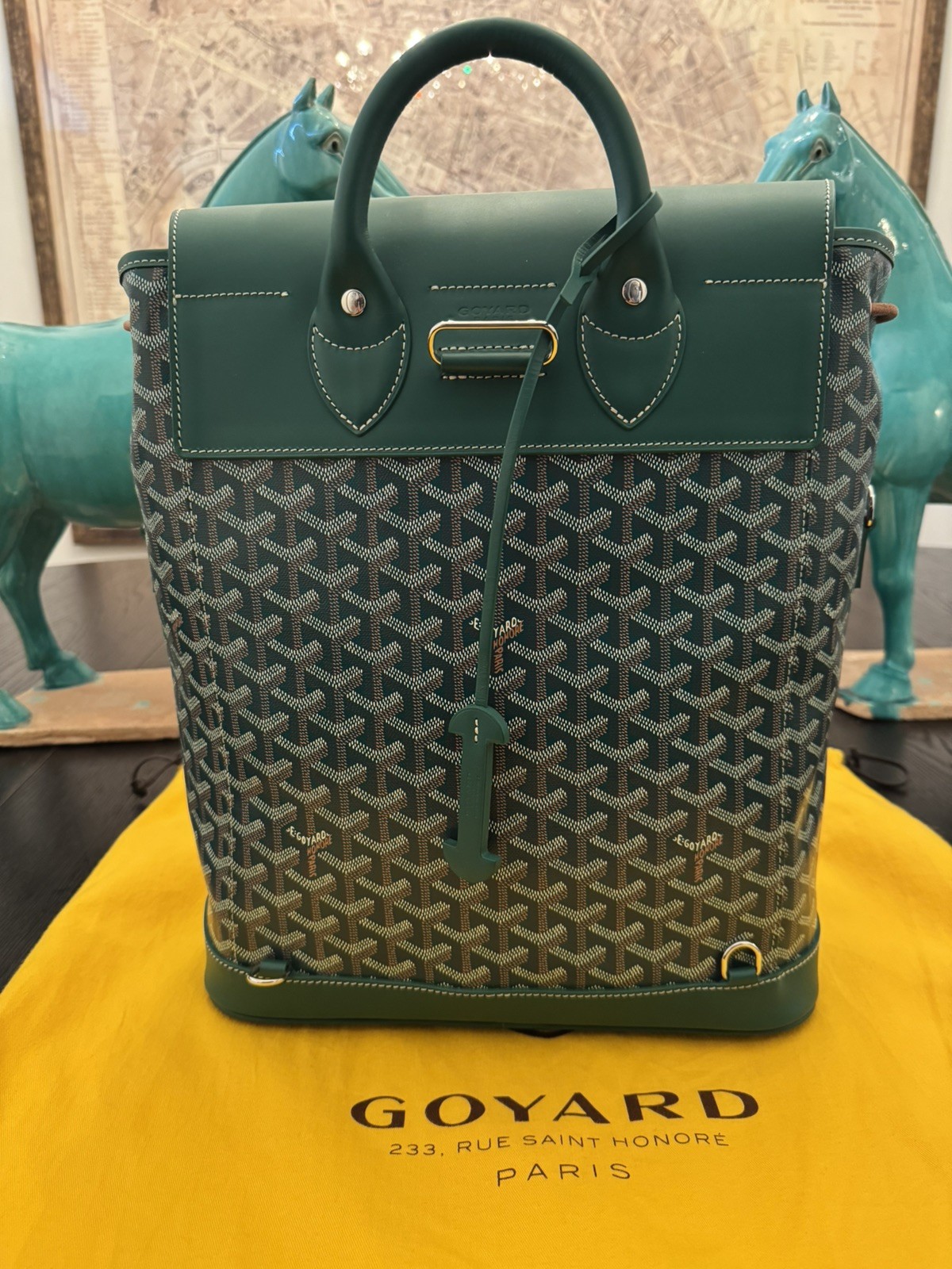 Authentic Goyard Green Alpin MM Backpack Bag W/ Dust Bag / Used 9.8/10