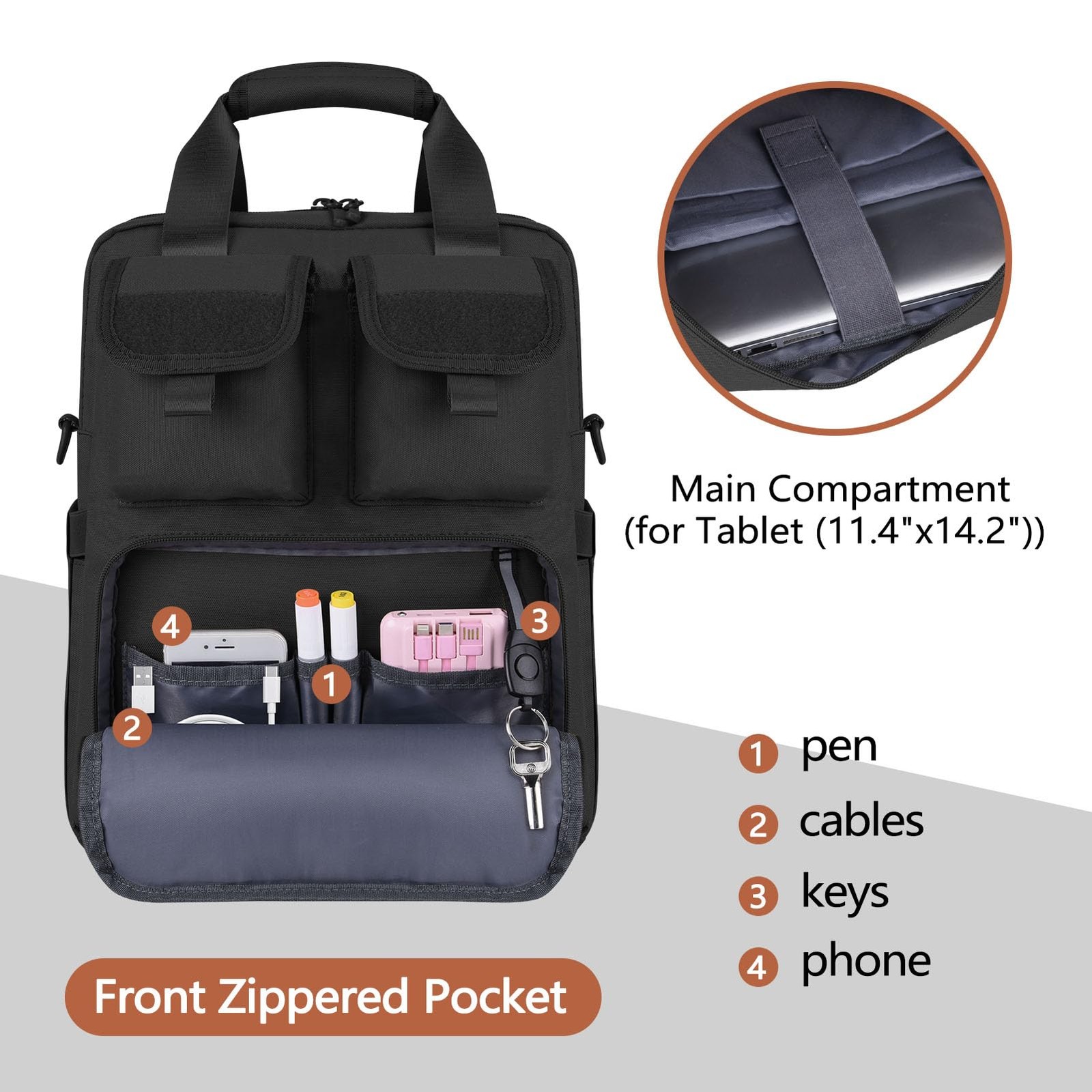 Tactical Briefcase, 12L Messenger Bag with 8 Compartments, 900D Oxford Fabric…