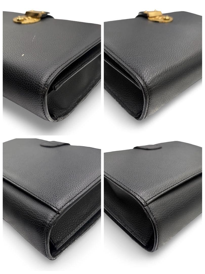 Authentic Bally Leather Clutch Bag Black 17cm x 24.5cm Dress Casual Stylish