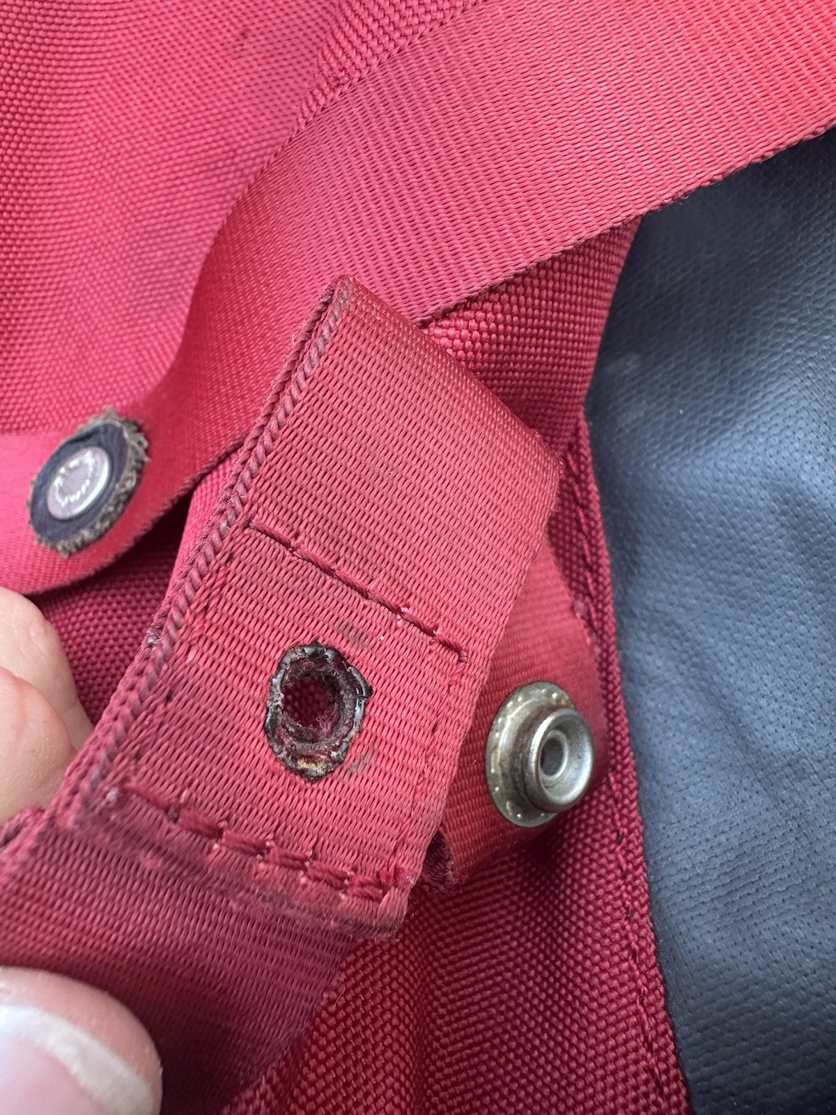 STIGHLORGAN Red Canvas Backpack Medium Size EXCELLENT **missing 1 Button**