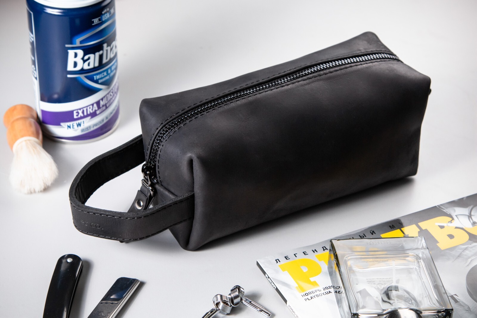 Leather Toiletry Bag For Men Personalized Travel Dopp Kit Handmade Wash Bag