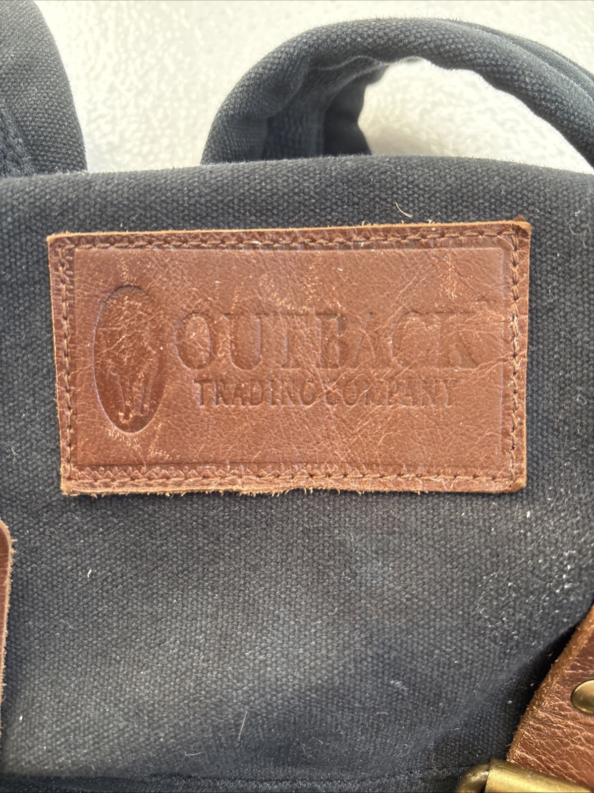 Outback Trading Co Black Overlander Satchel Cotton Canvas Leather Trim Backpack