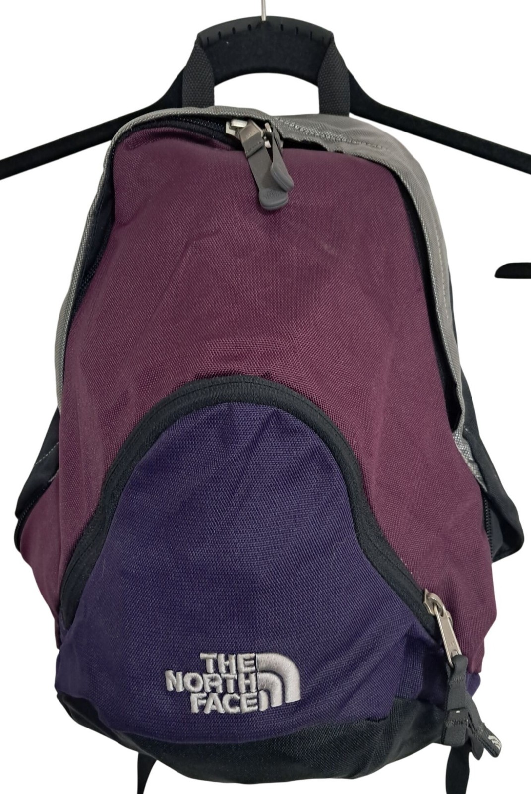 The North Face Backpack Unisex Small Purple Grey Black Daypack Colorblock Zip
