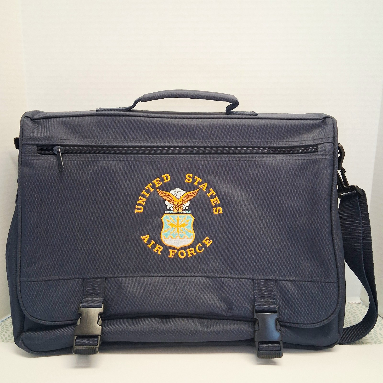 Heavy Duty Blue Mesenger Bag United States Air Force Embroidered Emblem EUC