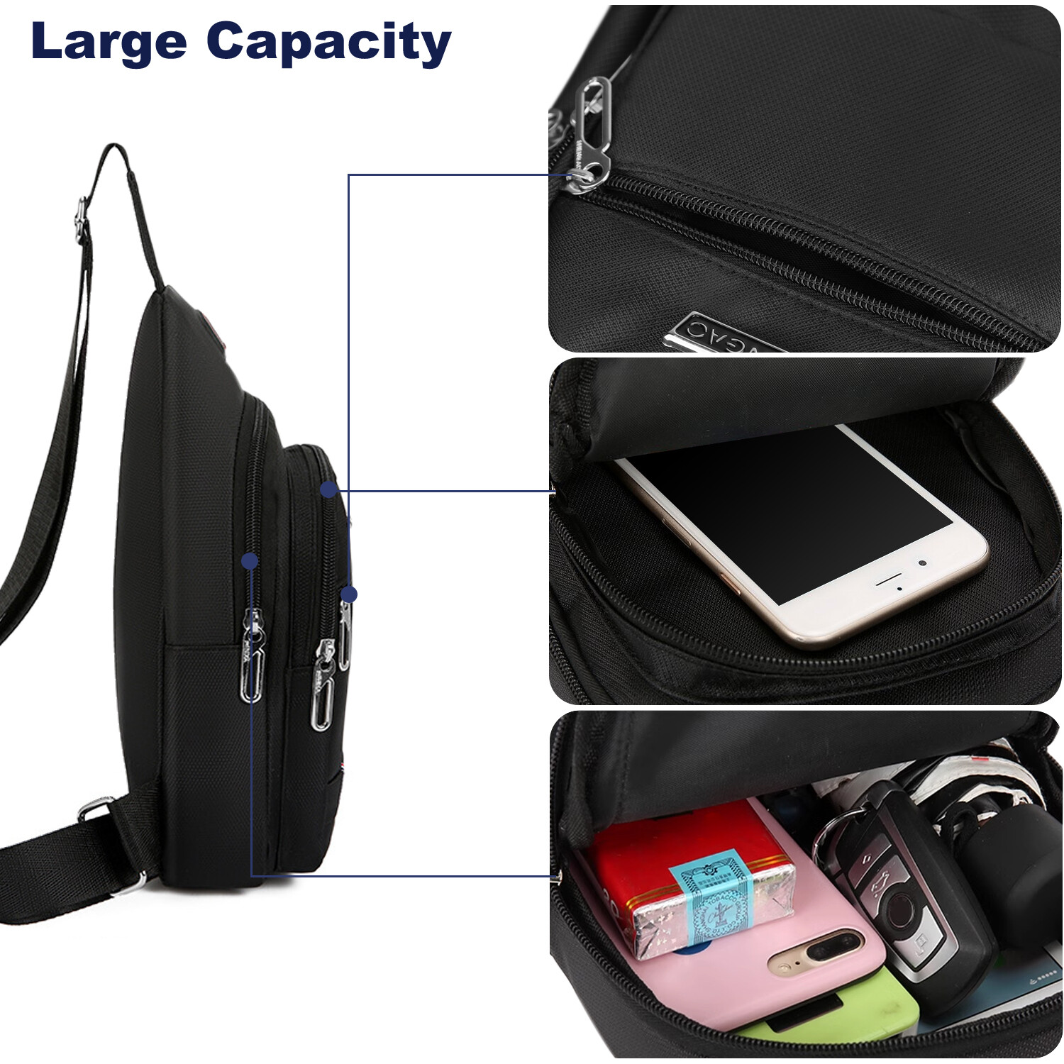 Waterproof Men Women Sling Bag Chest Cross Body Travel Sport Small Shoulder Bag