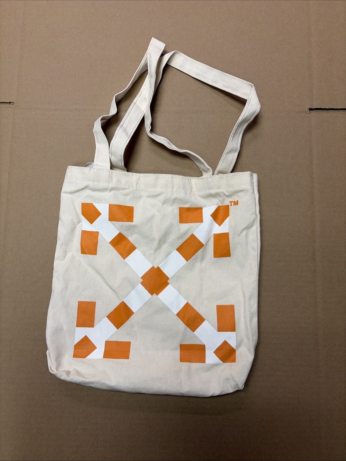 Off White Figures Of Speak Orange White Arrow Tote Bag