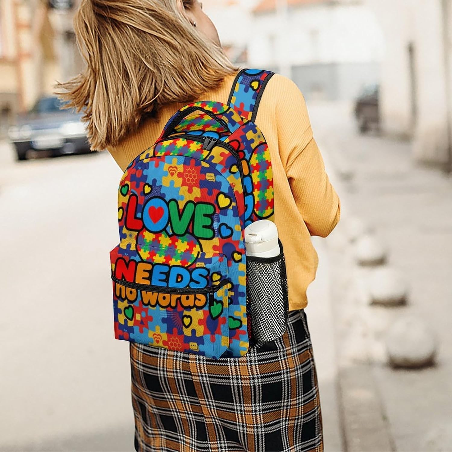 Autism Awareness Lightweight Travel Backpack With Zipped Front Pocket Printed…
