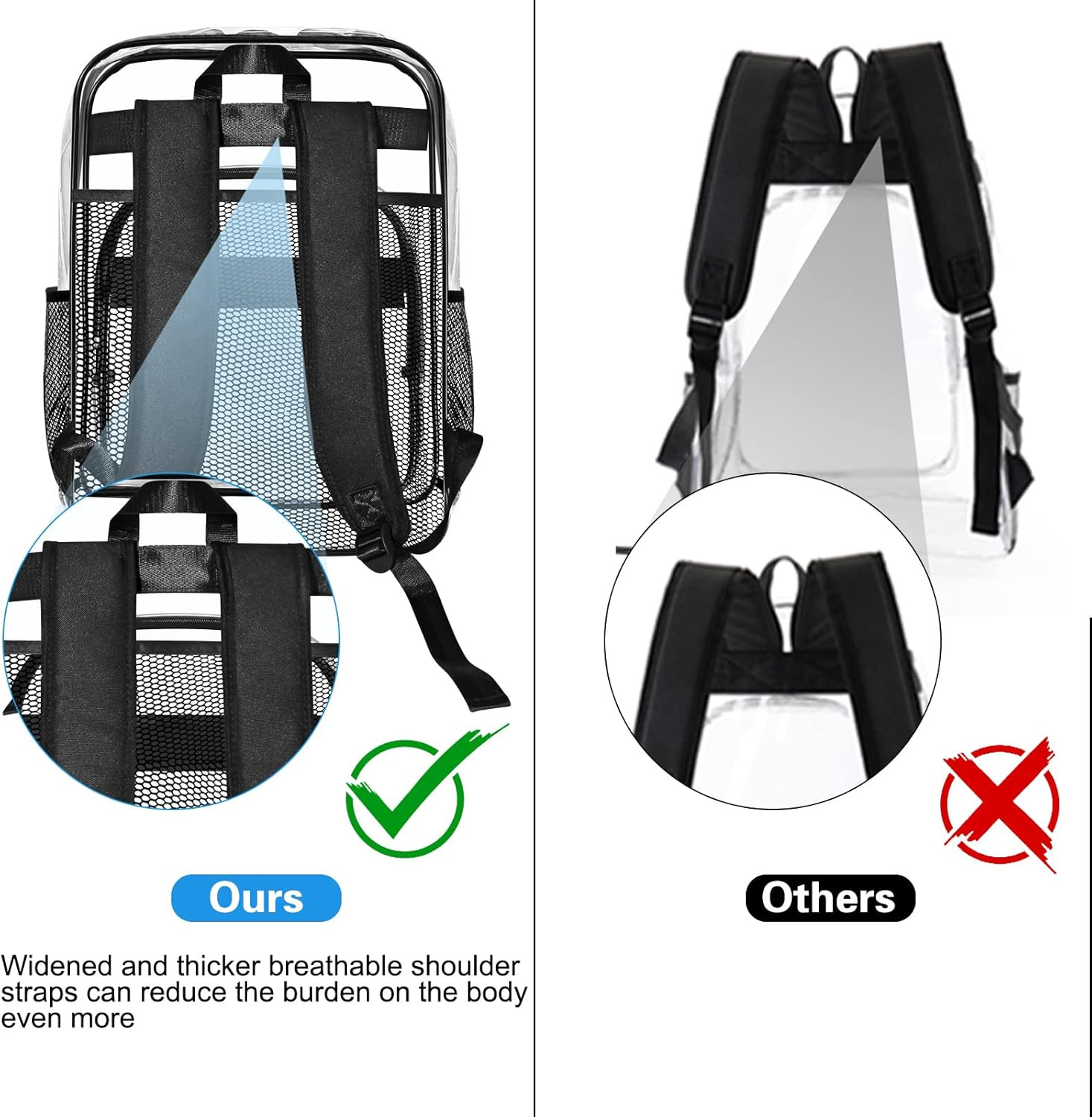 Clear Backpack,Sturdy Shape Heavy Duty Large Clear Backpack