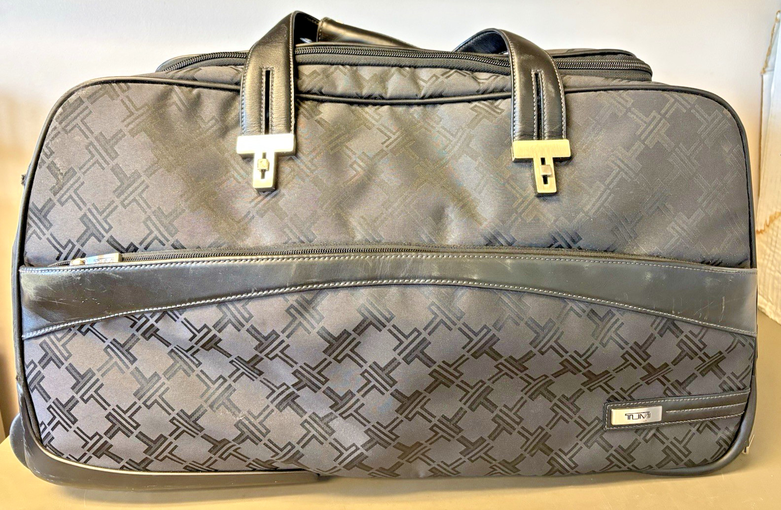 TUMI T Monogram Jacquard Upright carry on Rolling Duffle Bag