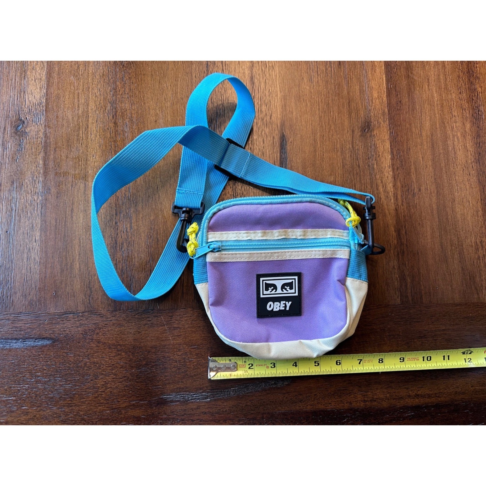 Obey Colorblock Crossbody Bag Purple Blue Streetwear Shoulder Pouch Messenger