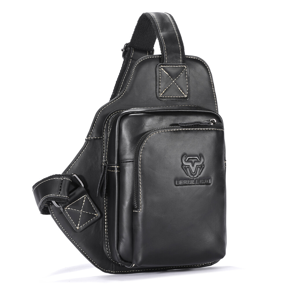 Men’s Chest bag Genuine Leather Sling Backpack Shoulder Bag,Crossbody Bag Travel