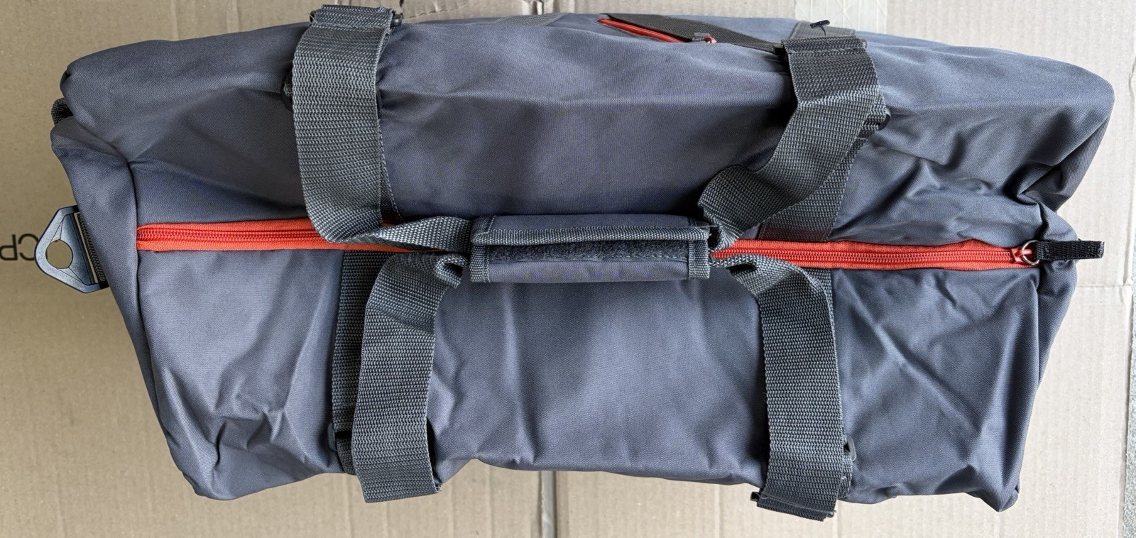 Hugo BOSS Mens Gray Travel Gym Weekender Duffle Bag 20″ Orange LOGO