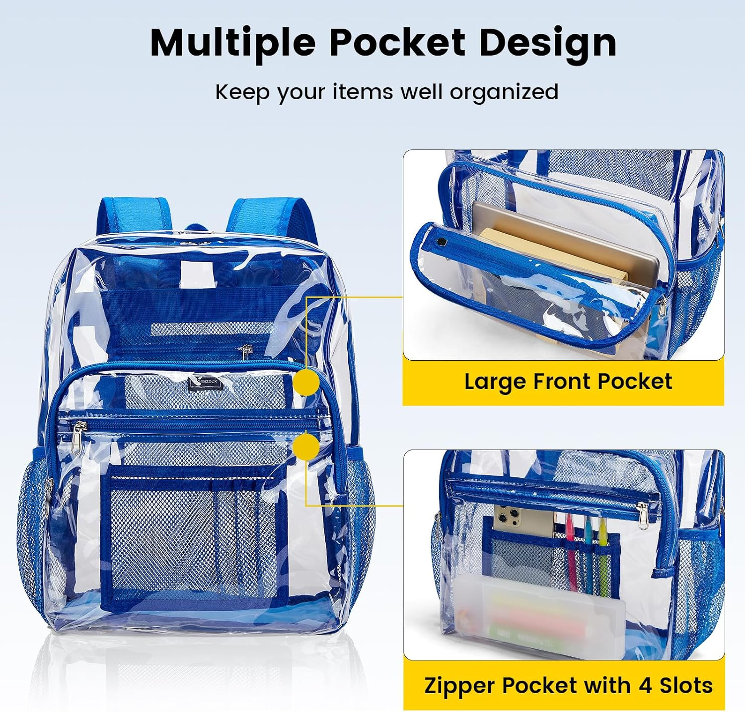 Clear Backpack Heavy Duty – Clear Bookbag Large See through Backpack Plastic Tra