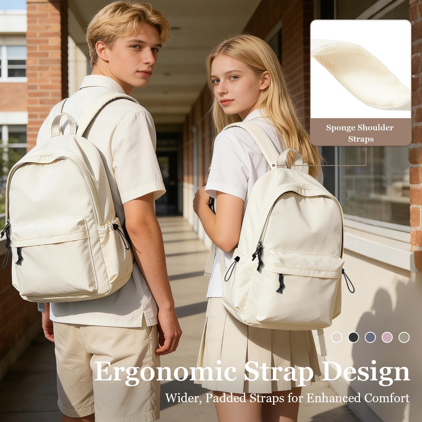 White Bookbags For Teen Girls Boys Waterproof College Backpack Middle School …