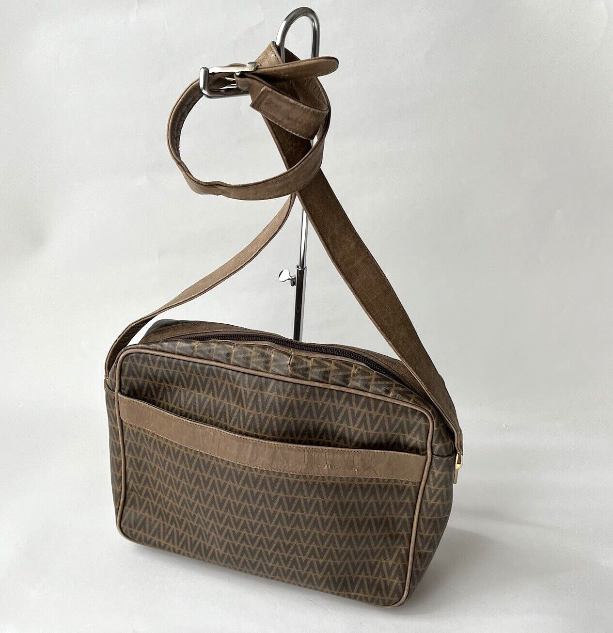 Authentic Mario Valentino Shoulder Bag Brown PVC Leather