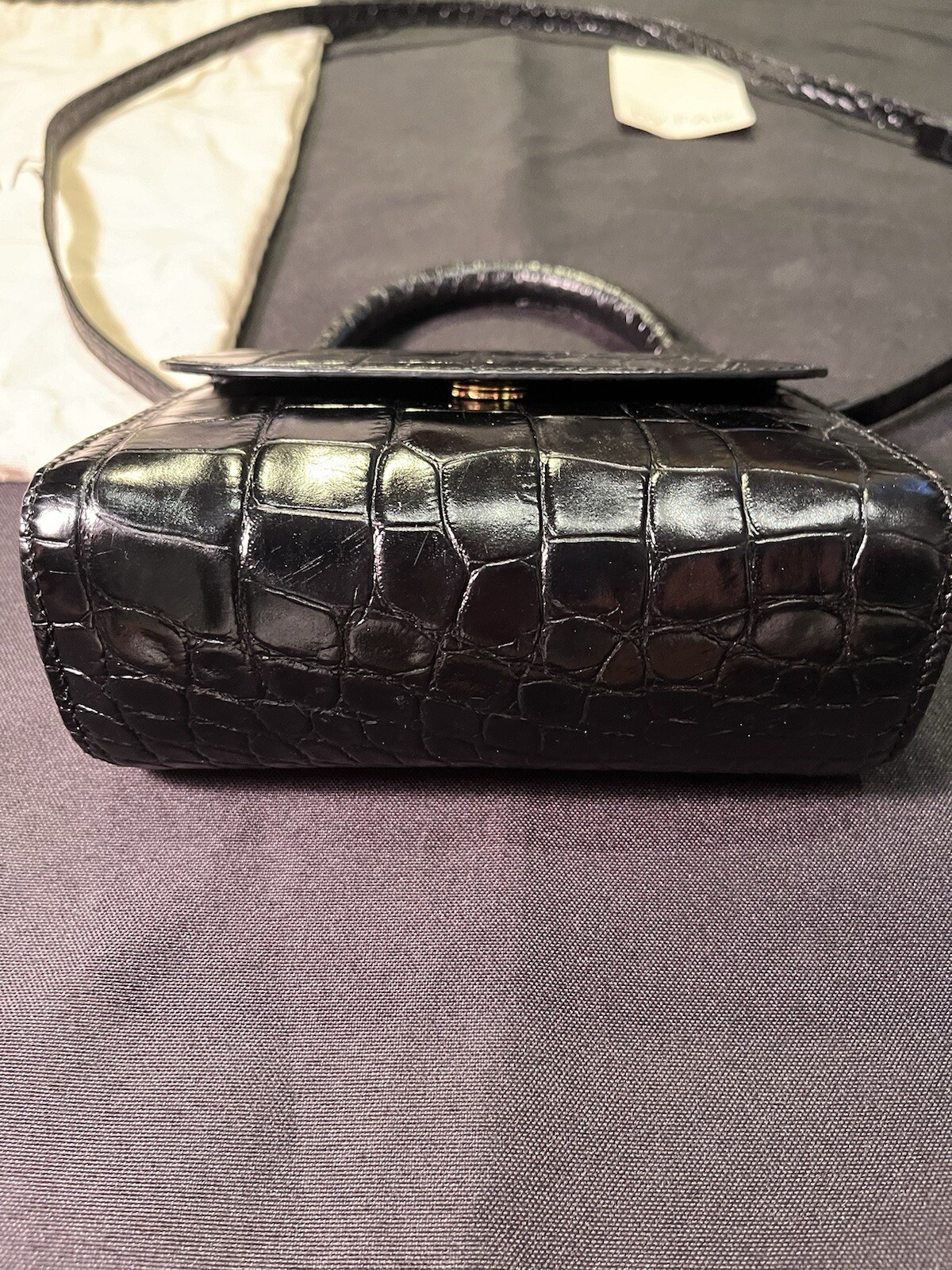 BY FAR SHOULDER CROSSBODY CROCODILE PATTERN LEATHER SMALL BAG PURSE AUTHENTIC
