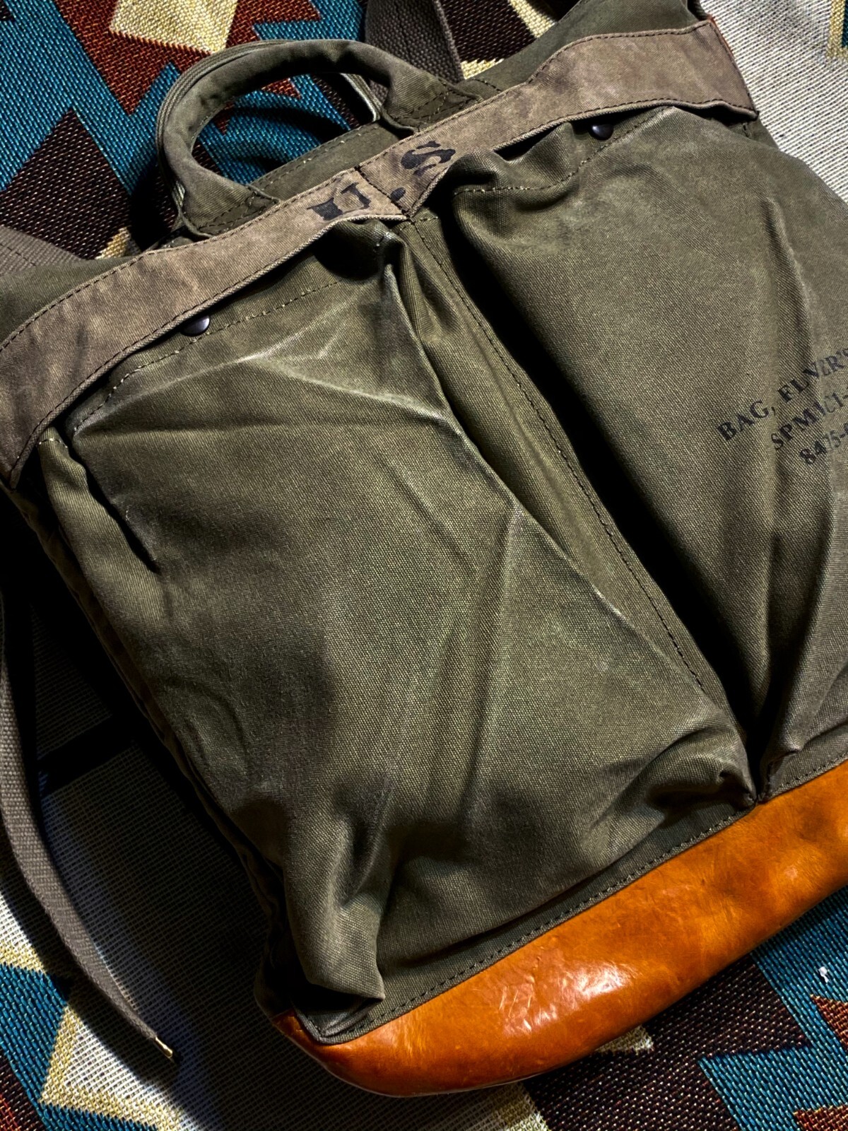 Waxed Canvas & Cowhide Handbag Backpack Unisex Retro Bomber Helmet Bag