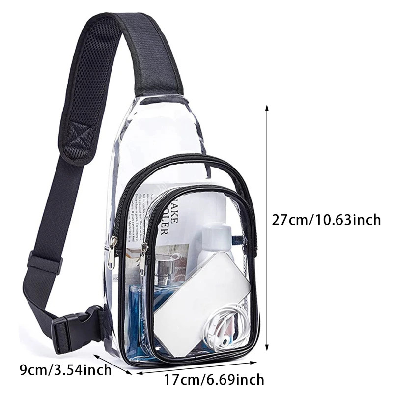 Clear Shoulder Bag Large Capacity Mini Multipurpose Casual PVC Chest Daypack for