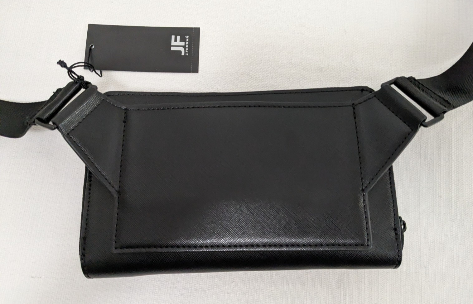 JF J. Ferrar Men’s Crossbody Waist Pack Fanny Pack Black Zip Around $60 Nwt